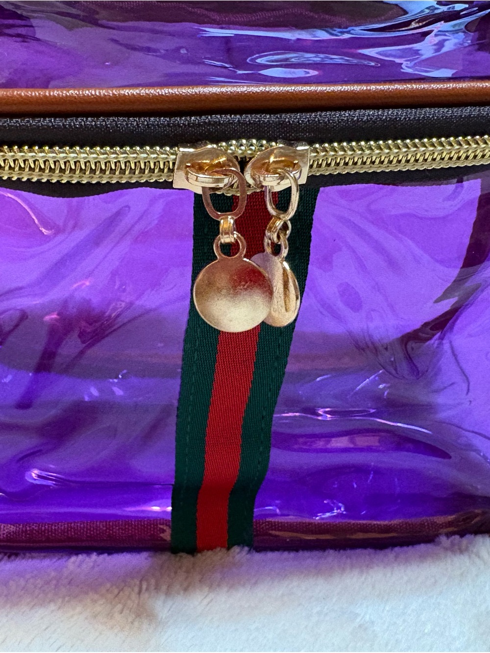 Clear Purple Travel/Cosmetic Bag with Gold Accents